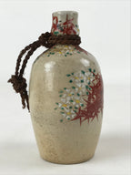 Japanese Sake Bottle Ceramic Kayoi-Tokkuri Vtg Small Momiji Maple Leaves TS610