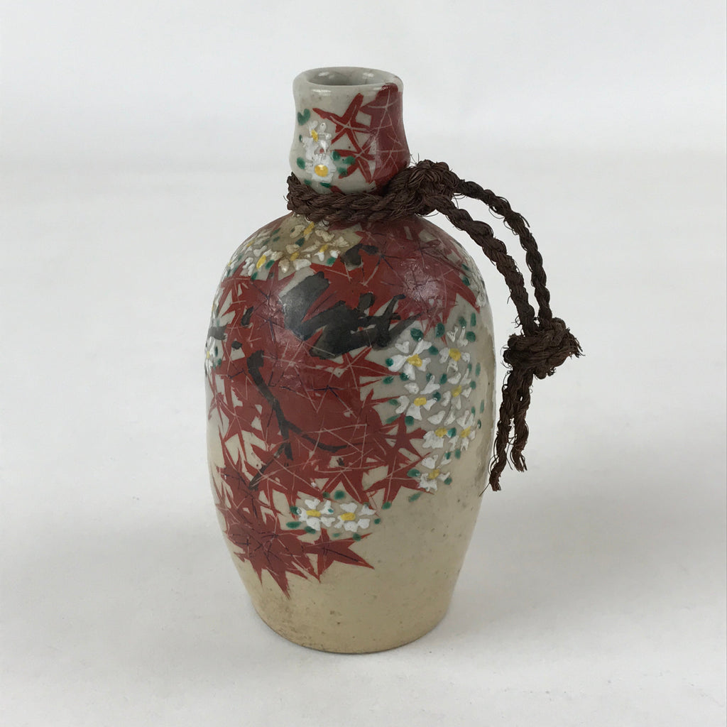 Japanese Sake Bottle Ceramic Kayoi-Tokkuri Vtg Small Momiji Maple Leaves TS610