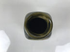 Japanese Sake Bottle Ceramic Oribe Tokkuri Vtg Ichi-Go Dark Green Flower TS889