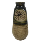 Japanese Sake Bottle Ceramic Oribe Tokkuri Vtg Ichi-Go Dark Green Flower TS890