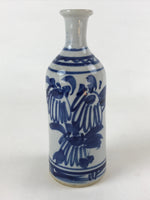 Japanese Sake Bottle Ceramic Tokkuri C1900 Flowers Sometsuke White Blue TS600