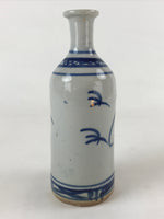 Japanese Sake Bottle Ceramic Tokkuri C1900 Flowers Sometsuke White Blue TS600