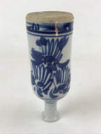 Japanese Sake Bottle Ceramic Tokkuri C1900 Flowers Sometsuke White Blue TS600