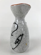 Japanese Sake Bottle Ceramic Tokkuri Ichigo Vtg White Black Ideograms TS645