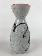 Japanese Sake Bottle Ceramic Tokkuri Ichigo Vtg White Black Ideograms TS645