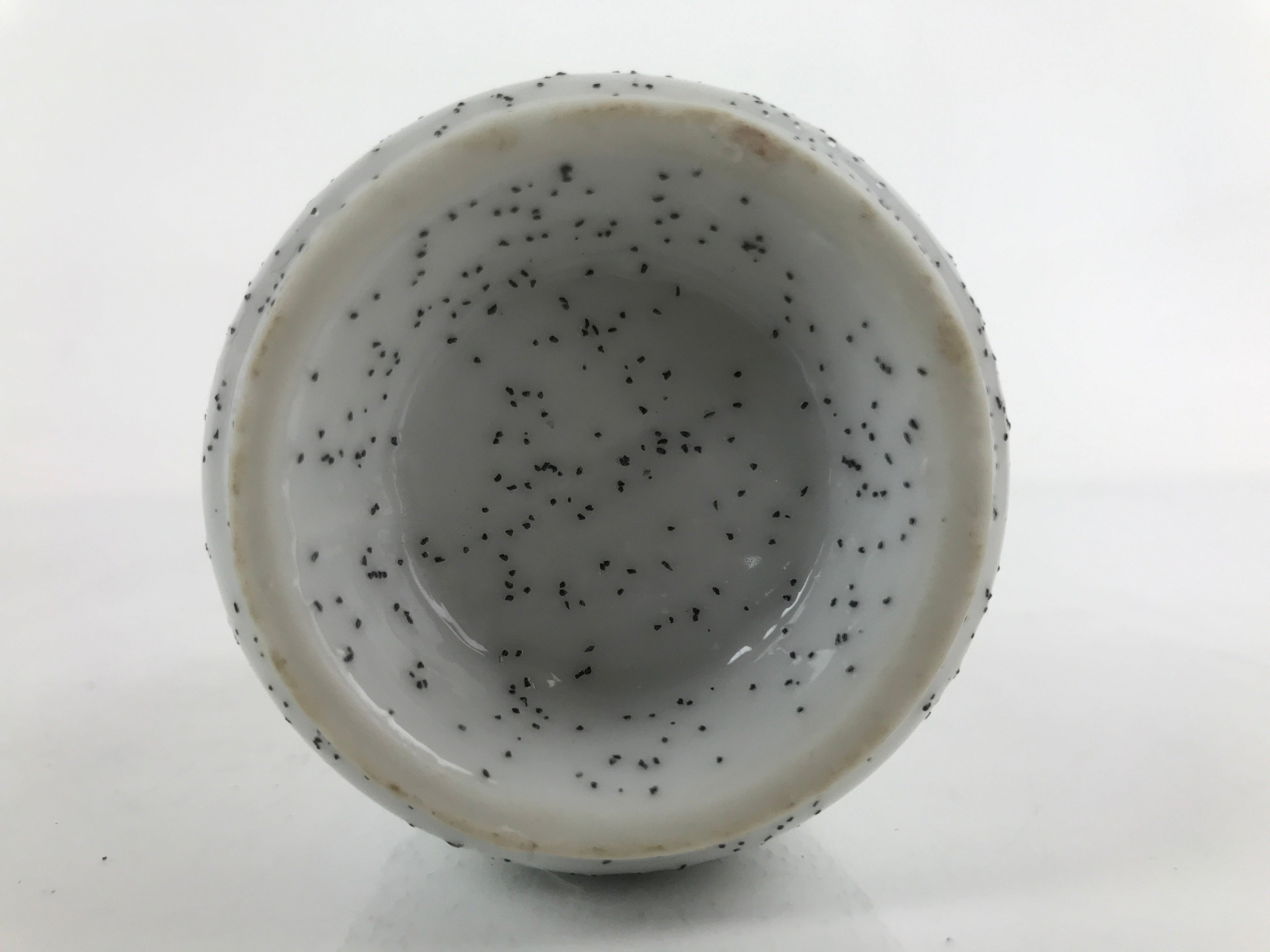 Japanese Sake Bottle Ceramic Tokkuri Ichigo Vtg White Black Ideograms TS645