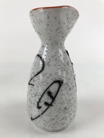 Japanese Sake Bottle Ceramic Tokkuri Ichigo Vtg White Black Ideograms TS646