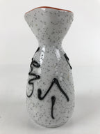 Japanese Sake Bottle Ceramic Tokkuri Ichigo Vtg White Black Ideograms TS647