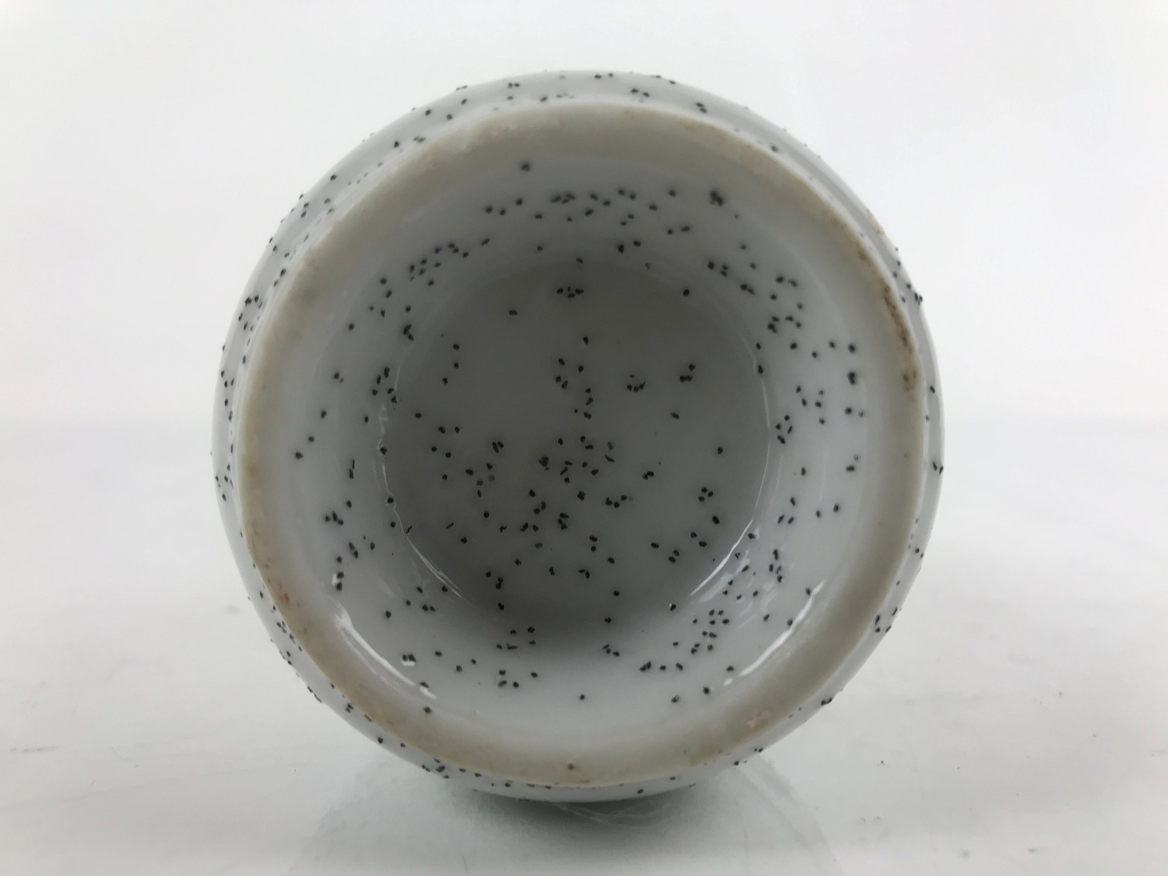 Japanese Sake Bottle Ceramic Tokkuri Ichigo Vtg White Black Ideograms TS647
