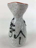 Japanese Sake Bottle Ceramic Tokkuri Ichigo Vtg White Black Ideograms TS647