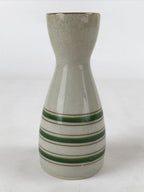 Japanese Sake Bottle Ceramic Tokkuri Vtg Ichi-Go Beige Crackle Glaze Lines TS620