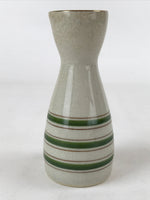 Japanese Sake Bottle Ceramic Tokkuri Vtg Ichi-Go Beige Crackle Glaze Lines TS620