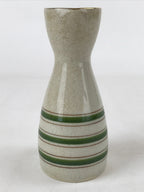 Japanese Sake Bottle Ceramic Tokkuri Vtg Ichi-Go Beige Crackle Glaze Lines TS620