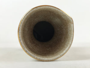 Japanese Sake Bottle Ceramic Tokkuri Vtg Ichi-Go Beige Crackle Glaze Lines TS620