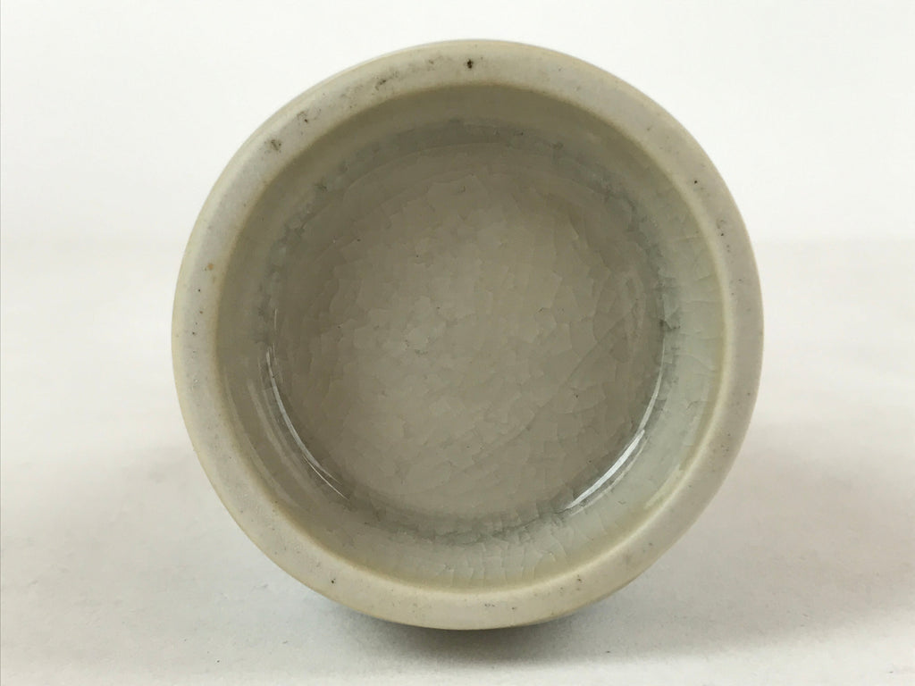 Japanese Sake Bottle Ceramic Tokkuri Vtg Ichi-Go Beige Crackle Glaze Lines TS620