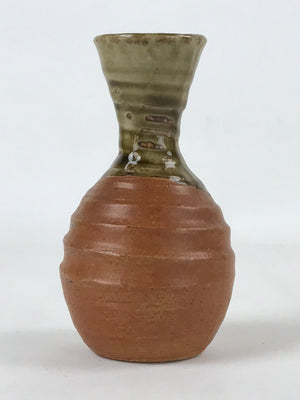 Japanese Sake Bottle Ceramic Tokkuri Vtg Iga Ware Oribe Brown Green Glaze TS590