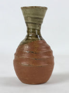 Japanese Sake Bottle Ceramic Tokkuri Vtg Iga Ware Oribe Brown Green Glaze TS590