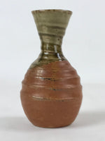 Japanese Sake Bottle Ceramic Tokkuri Vtg Iga Ware Oribe Brown Green Glaze TS590