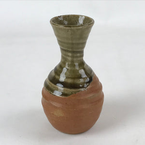 Japanese Sake Bottle Ceramic Tokkuri Vtg Iga Ware Oribe Brown Green Glaze TS591