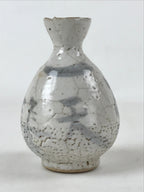 Japanese Sake Bottle Ceramic Tokkuri Vtg Light Gray Light Blue Ideograms TS594