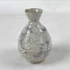 Japanese Sake Bottle Ceramic Tokkuri Vtg Light Gray Light Blue Ideograms TS594