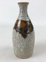 Japanese Sake Bottle Ceramic Tokkuri Vtg Shino Ware White Brown Glaze TS611