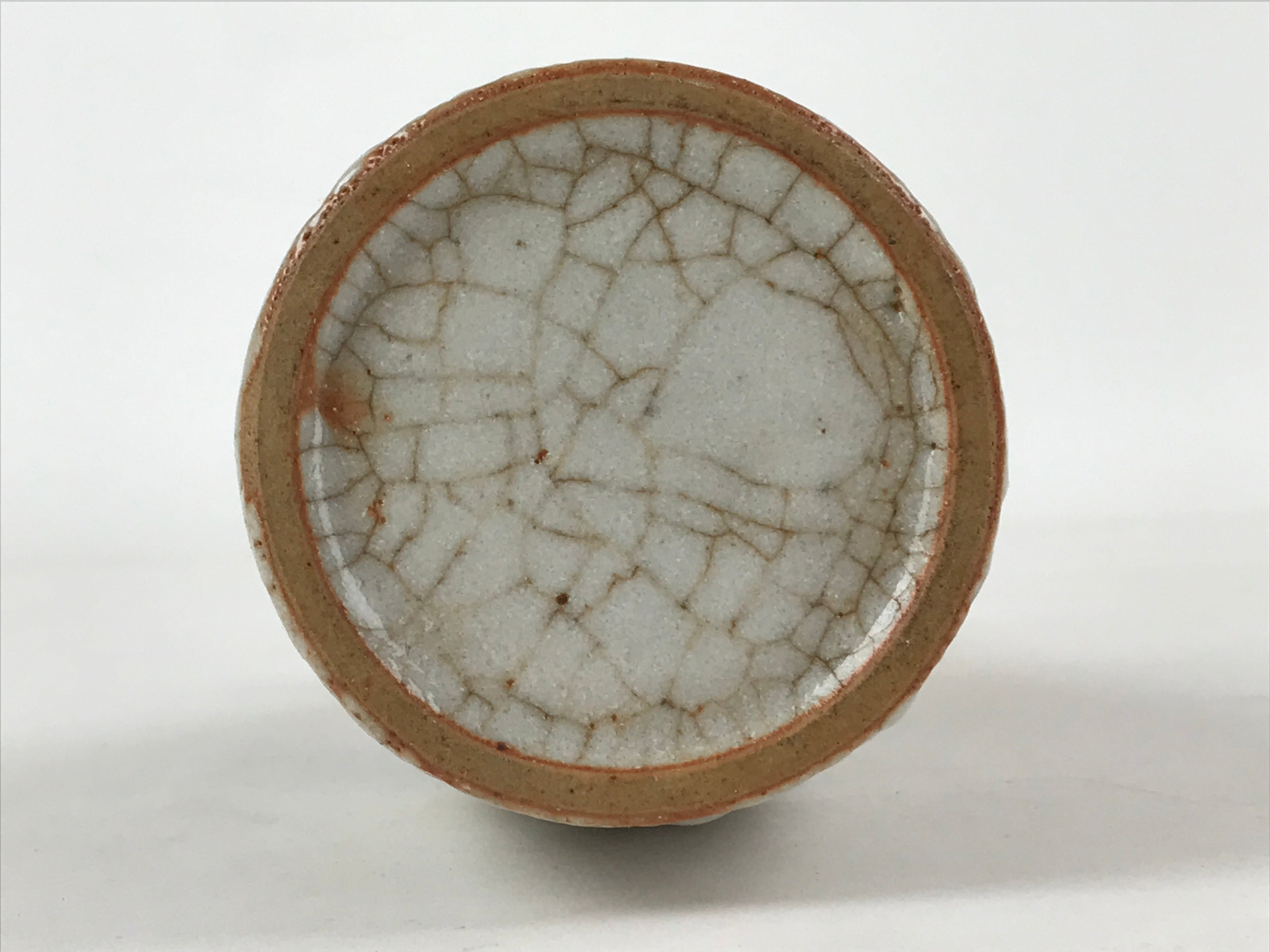 Japanese Sake Bottle Ceramic Tokkuri Vtg Shino Ware White Brown Glaze TS611