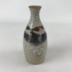 Japanese Sake Bottle Ceramic Tokkuri Vtg Shino Ware White Brown Glaze TS611