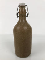 Japanese Sake Bottle Ceramic Tokkuri Vtg Swing Top Closure Brown Pottery TS899