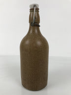 Japanese Sake Bottle Ceramic Tokkuri Vtg Swing Top Closure Brown Pottery TS899