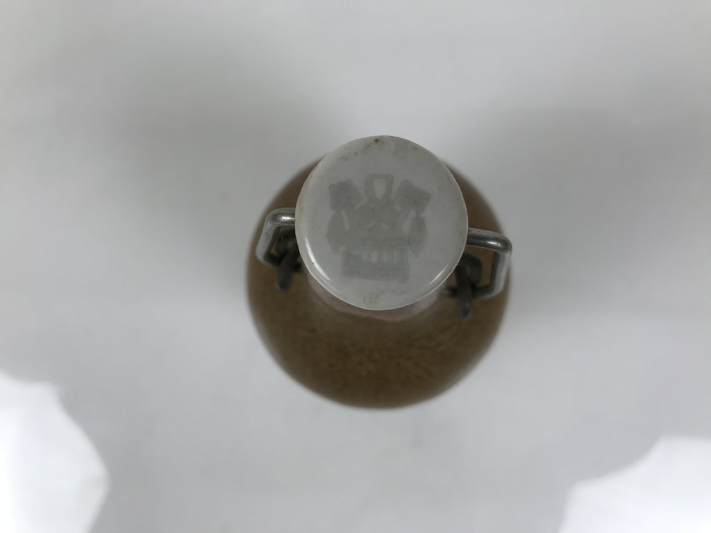Japanese Sake Bottle Ceramic Tokkuri Vtg Swing Top Closure Brown Pottery TS899