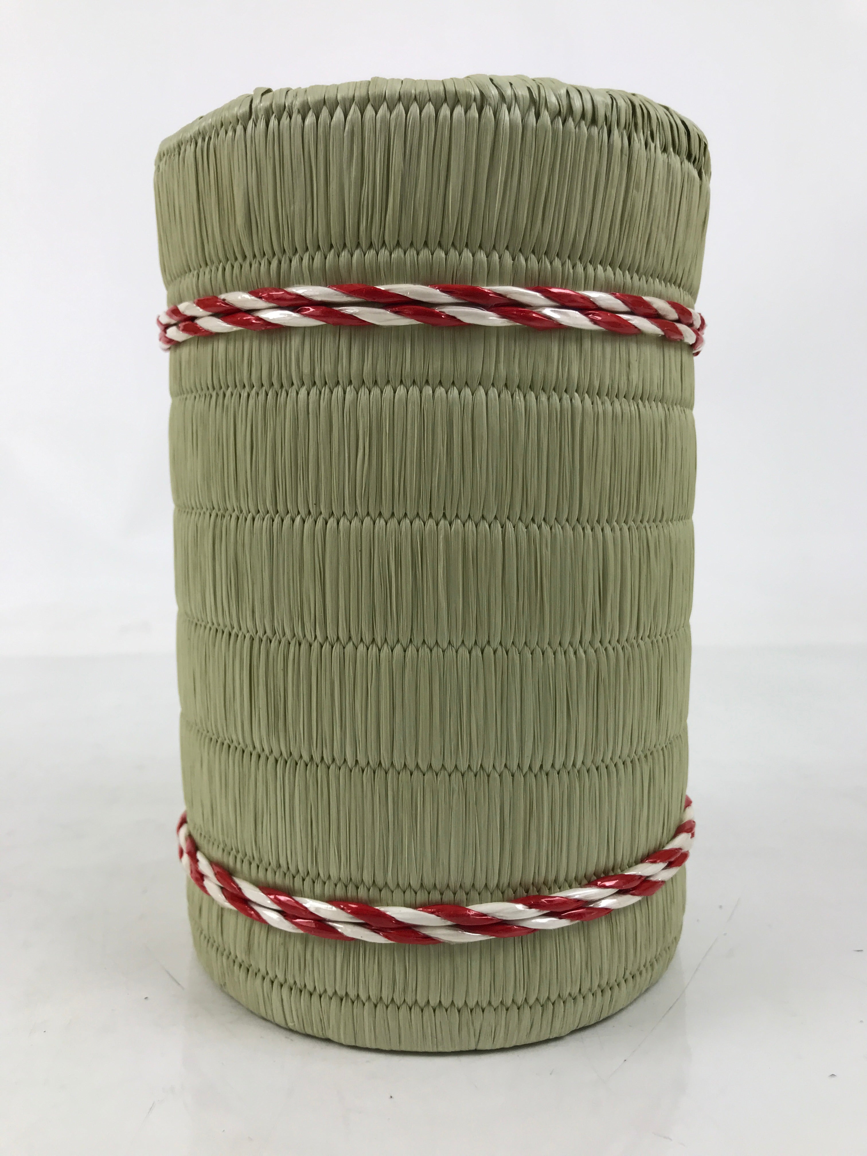 Japanese Sake Bottle Cover Traditional Komodaru Barrel Vtg Straw Beige Red JK865