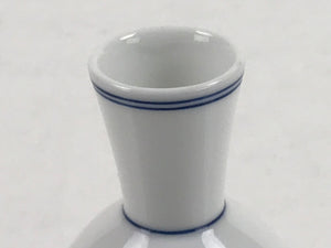 Japanese Sake Bottle Porcelain Tokkuri Vtg Atomic Plum Blossoms White Blue TS684