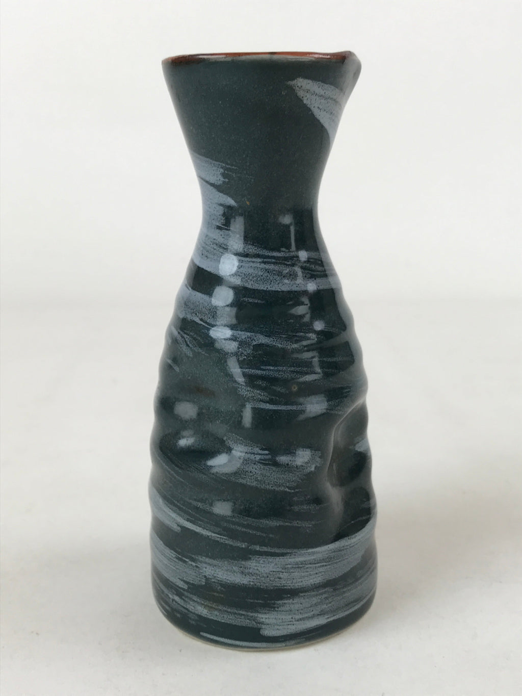 Japanese Sake Bottle Porcelain Tokkuri Vtg Ichi-Go Blue Brushstroke Design TS618