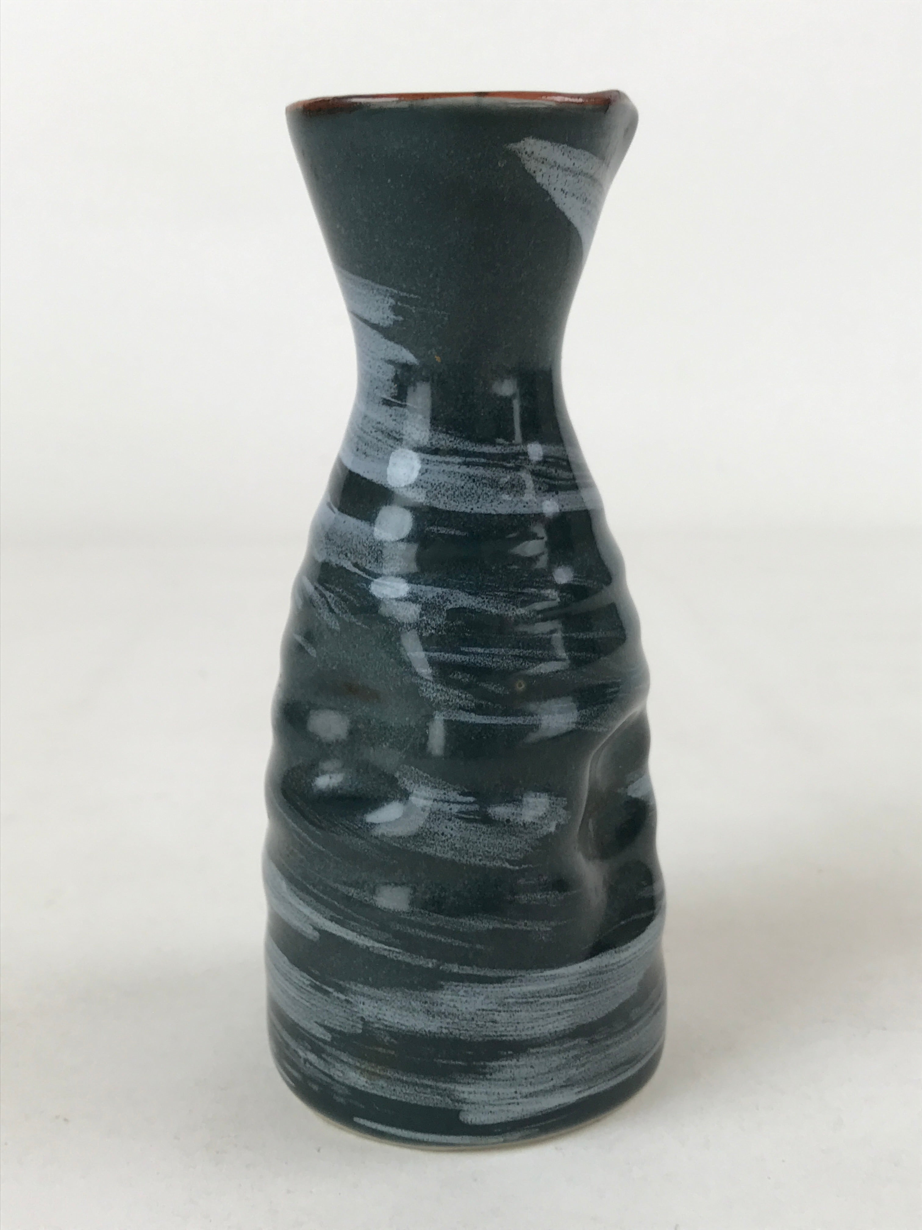 Japanese Sake Bottle Porcelain Tokkuri Vtg Ichi-Go Blue Brushstroke Design TS618