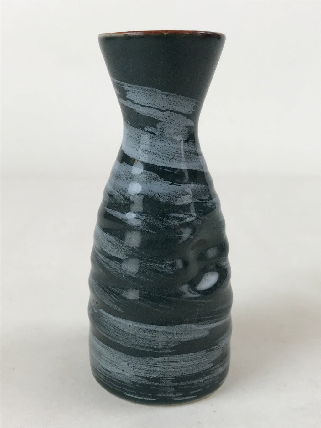 Japanese Sake Bottle Porcelain Tokkuri Vtg Ichi-Go Blue Brushstroke Design TS618