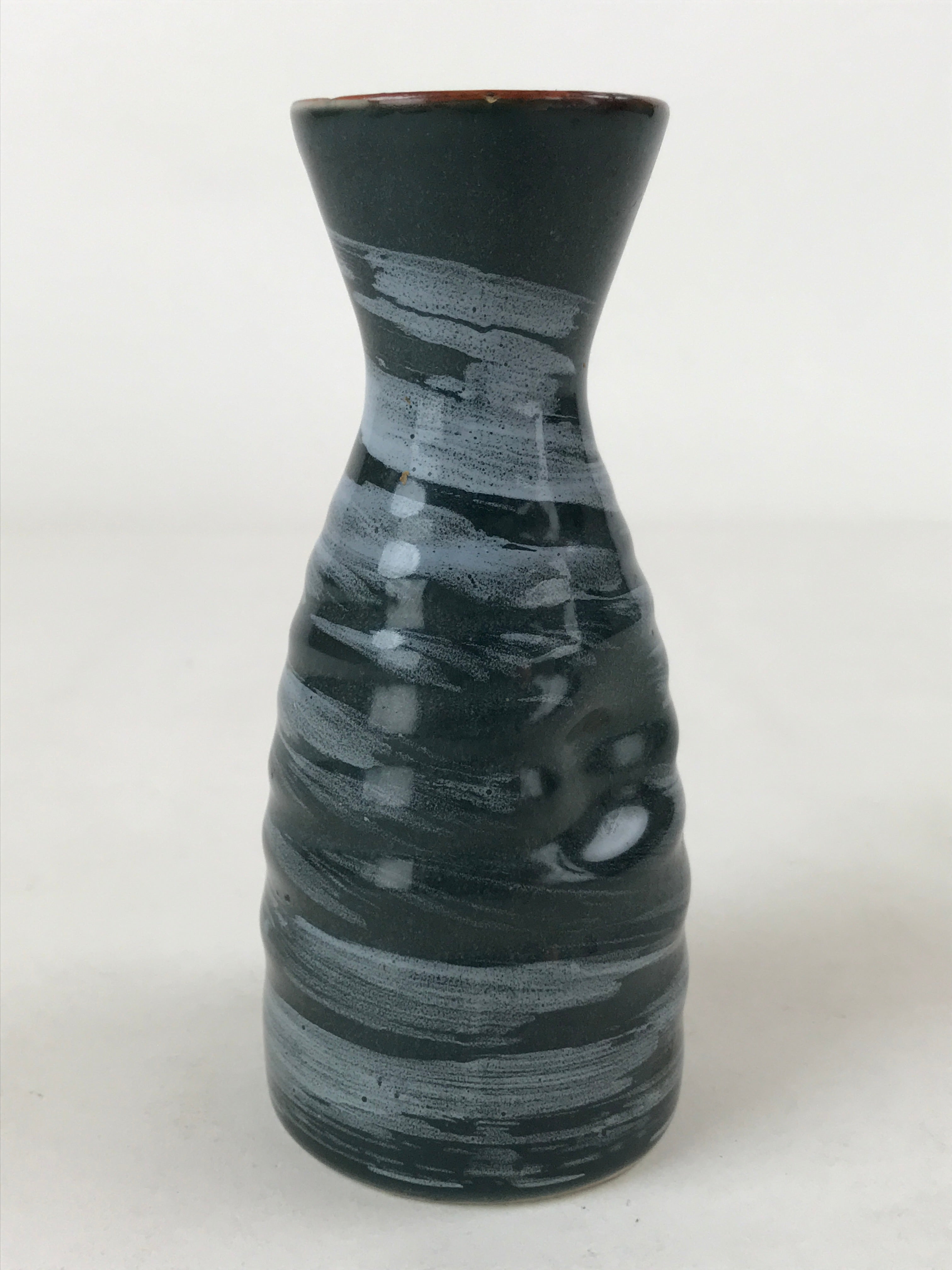 Japanese Sake Bottle Porcelain Tokkuri Vtg Ichi-Go Blue Brushstroke Design TS618
