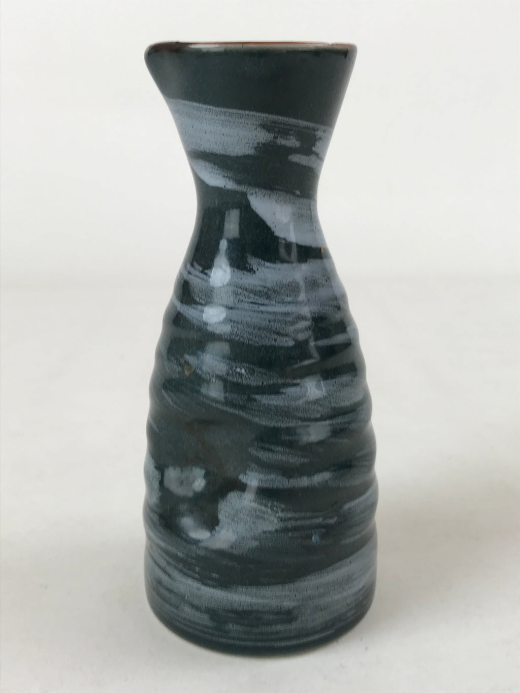 Japanese Sake Bottle Porcelain Tokkuri Vtg Ichi-Go Blue Brushstroke Design TS618