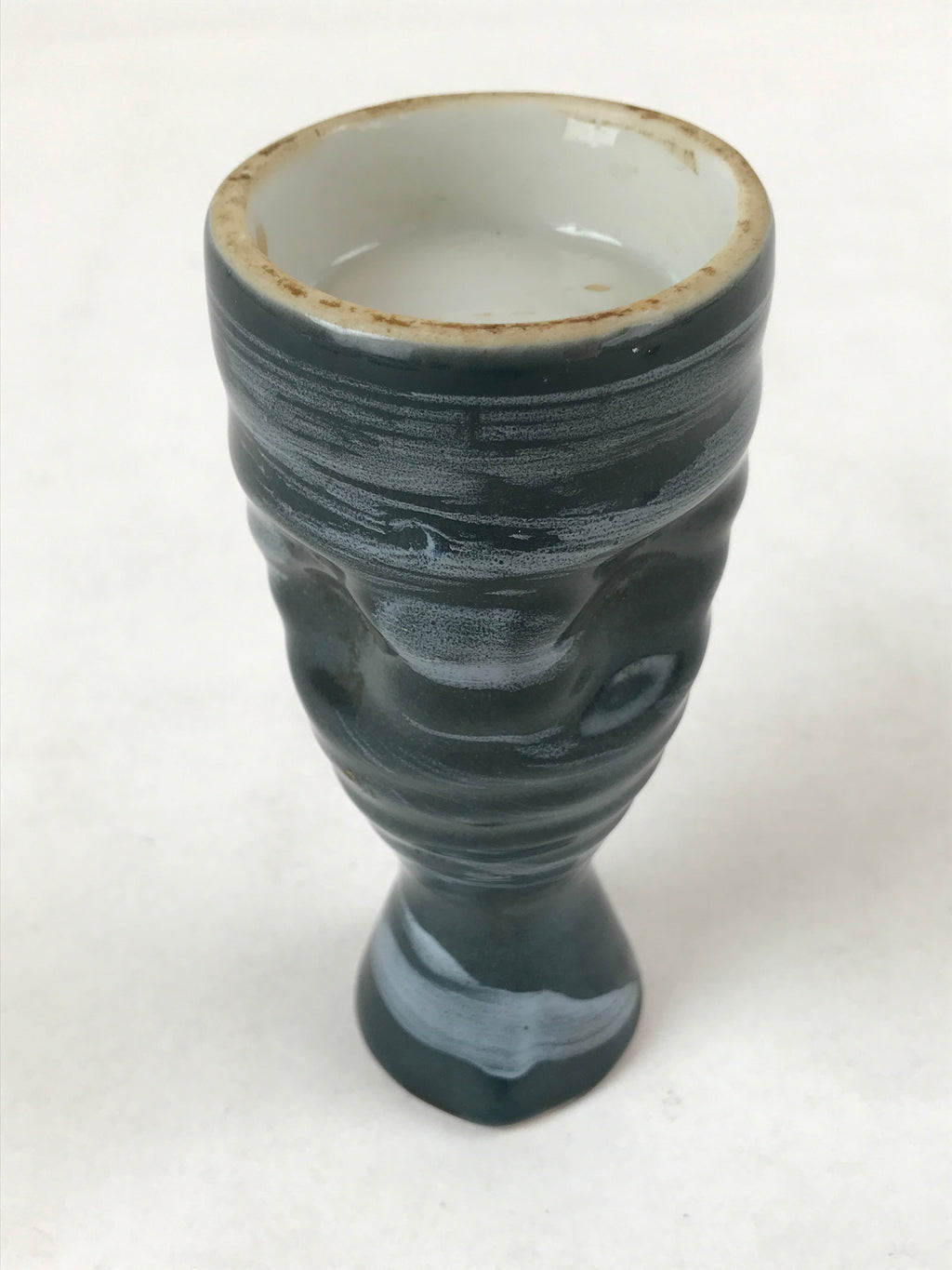 Japanese Sake Bottle Porcelain Tokkuri Vtg Ichi-Go Blue Brushstroke Design TS618