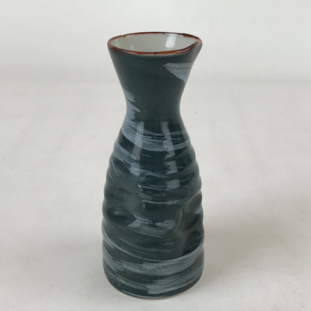 Japanese Sake Bottle Porcelain Tokkuri Vtg Ichi-Go Blue Brushstroke Design TS618