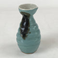 Japanese Sake Bottle Porcelain Tokkuri Vtg Ichi-Go Brown Streak Light Blue TS617