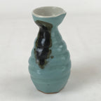 Japanese Sake Bottle Porcelain Tokkuri Vtg Ichi-Go Brown Streak Light Blue TS617
