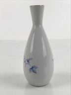 Japanese Sake Bottle Porcelain Tokkuri Vtg Ichi-Go Grapes Leaves Blue Pink TS686
