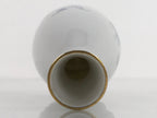 Japanese Sake Bottle Porcelain Tokkuri Vtg Ichi-Go Grapes Leaves Blue Pink TS686