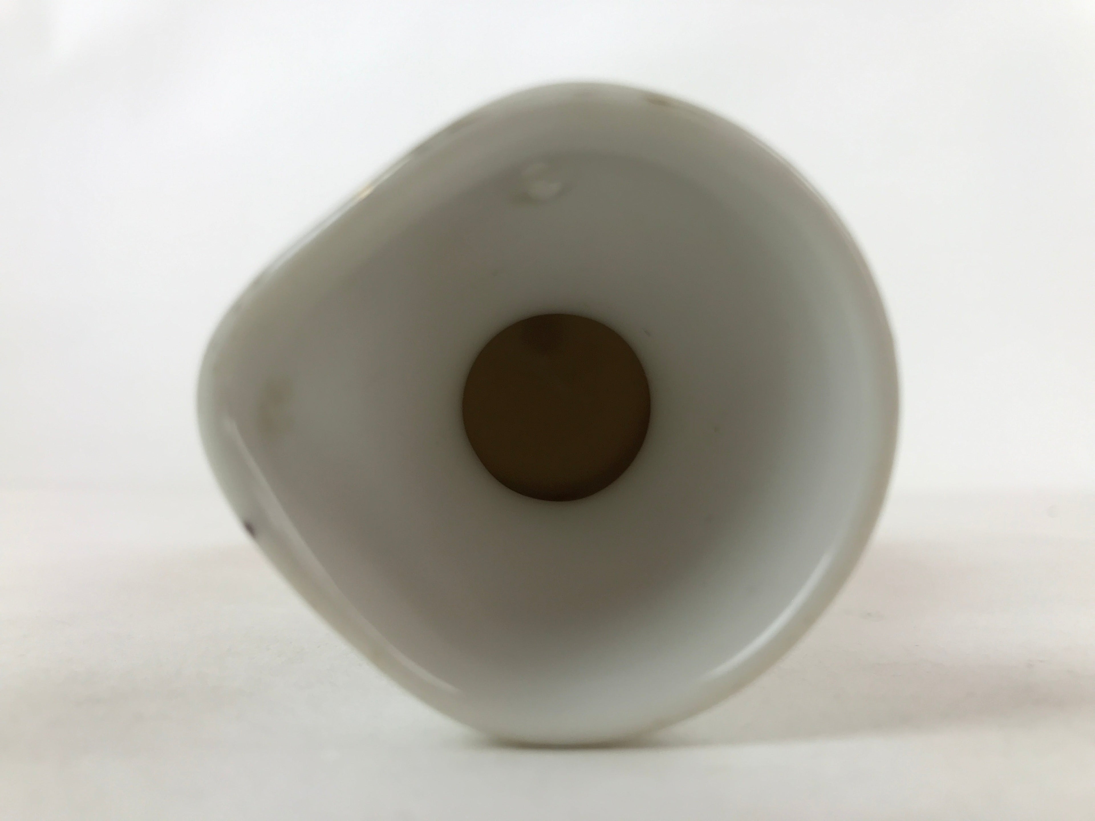 Japanese Sake Bottle Porcelain Tokkuri Vtg Ichi-Go Line Design White Red TS619