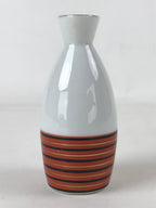 Japanese Sake Bottle Porcelain Tokkuri Vtg Kutani Ware Orange Black Stripe TS605