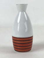 Japanese Sake Bottle Porcelain Tokkuri Vtg Kutani Ware Orange Black Stripe TS606