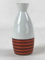 Japanese Sake Bottle Porcelain Tokkuri Vtg Kutani Ware Orange Black Stripe TS606