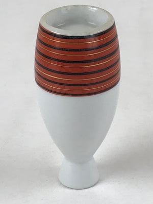 Japanese Sake Bottle Porcelain Tokkuri Vtg Kutani Ware Orange Black Stripe TS606