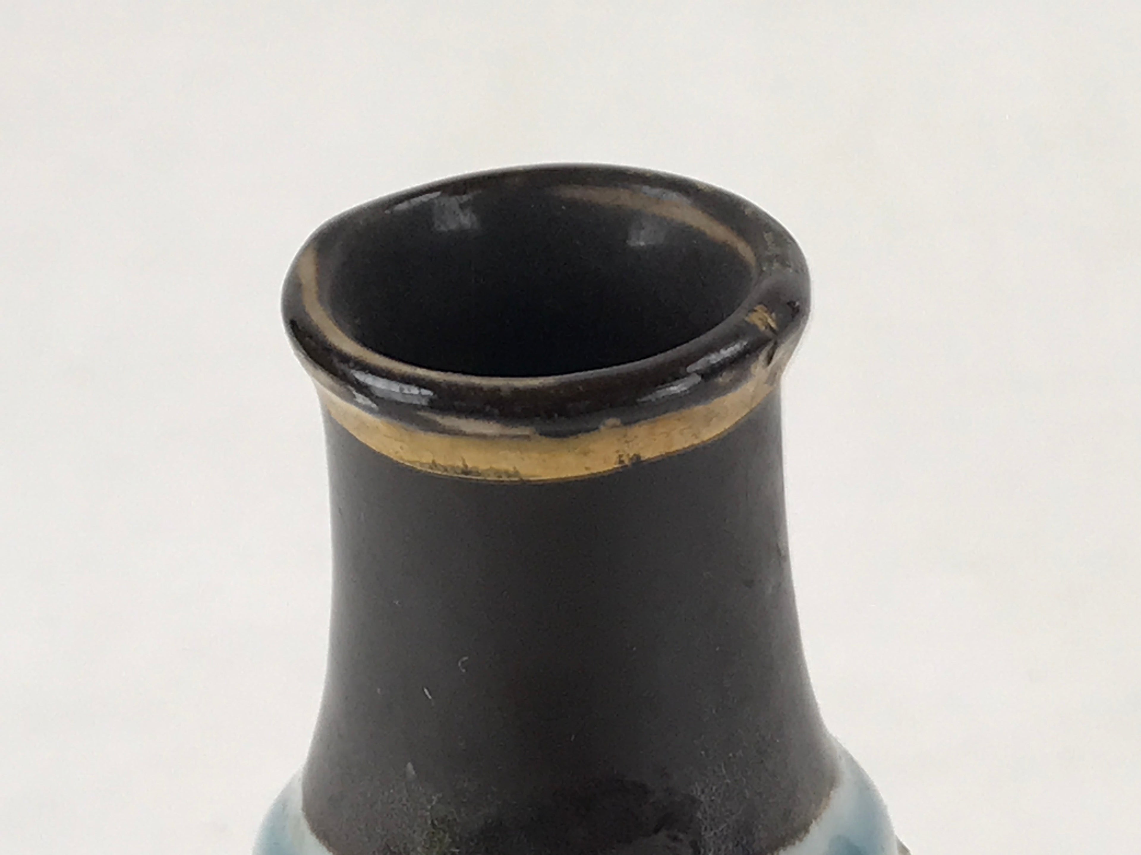 Japanese Sake Bottle Porcelain Tokkuri Vtg Military Commemorative Blue TS598
